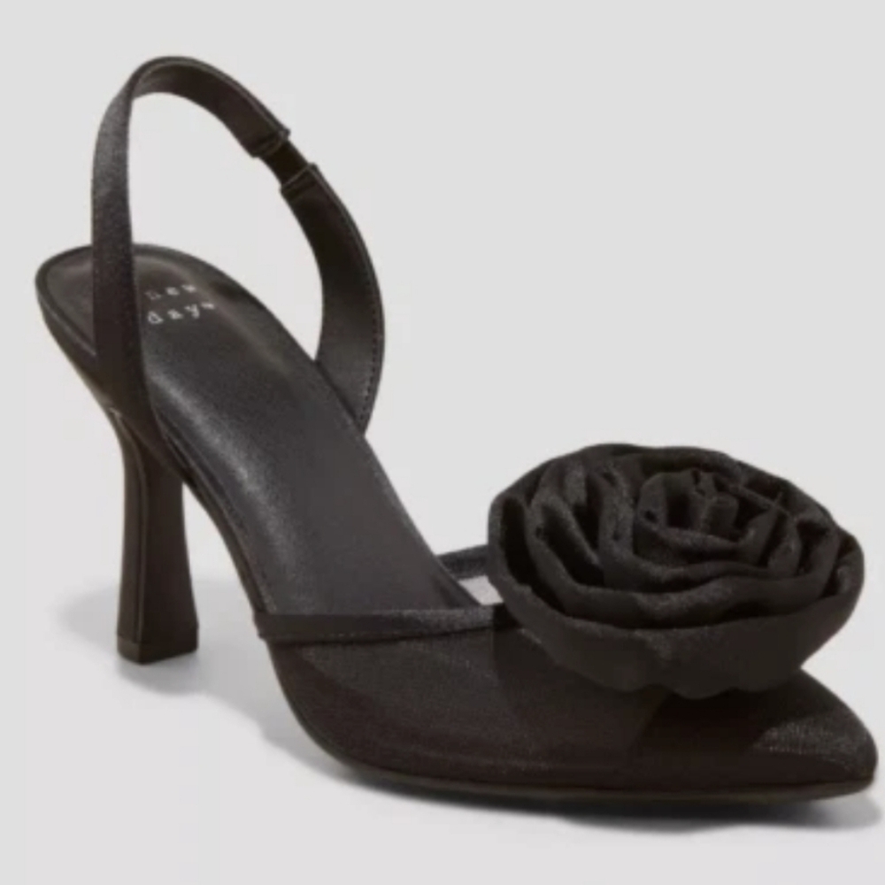 A New Day Fleur Florette Slingback Heels Black